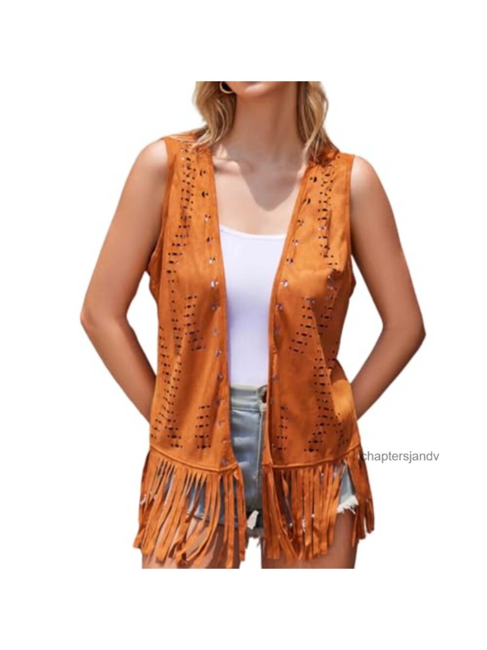 Fringe Tassel Vest Western 70s Cowgirl Faux Suede Sleeveless Vest